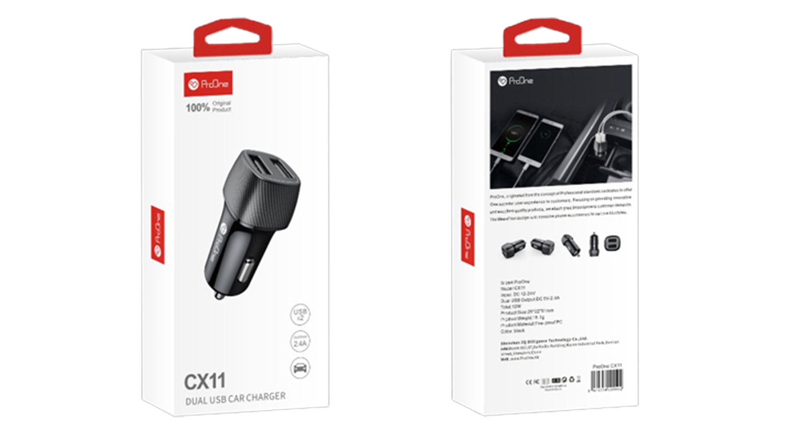 ProOne CX11 PCG10 2Port 2.4A Car Charger