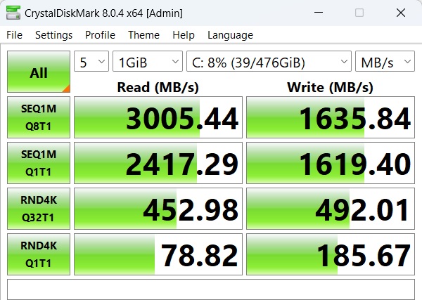 سرعت هارد SSD Laptop 15-fd0237nia