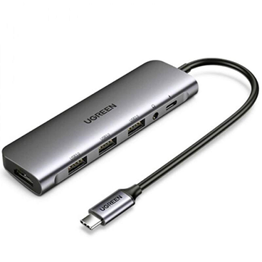 هاب USB-C یوگرین 6 پورت مدل CM136-نقره‌ای