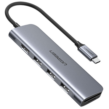 هاب USB-C یوگرین 6 پورت مدل CM195-نقره‌ای