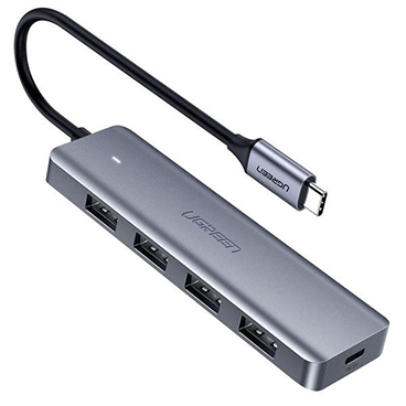 هاب USB-C یوگرین 4 پورت مدل CM219-خاکستری