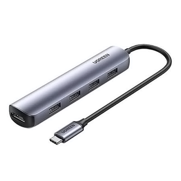 هاب USB-C یوگرین 5 پورت مدل CM417-خاکستری