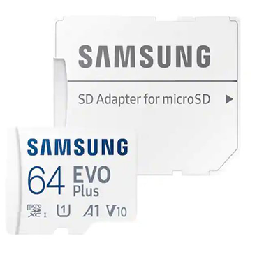 کارت حافظه microSDXC سامسونگ مدل Evo Plus A1 V10 کلاس 10 ظرفیت 64 گیگابایت به همراه آداپتور SD-سفید