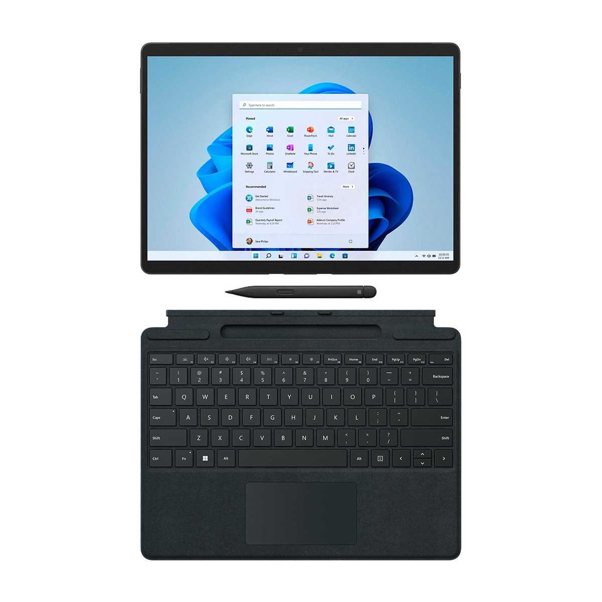 تبلت مایکروسافت مدل Surface Pro 8 i5 ظرفیت 256 گیگابایت رم 8 گیگا‌بایت با کیبورد Signature Black و قلم Slim Pen 2 