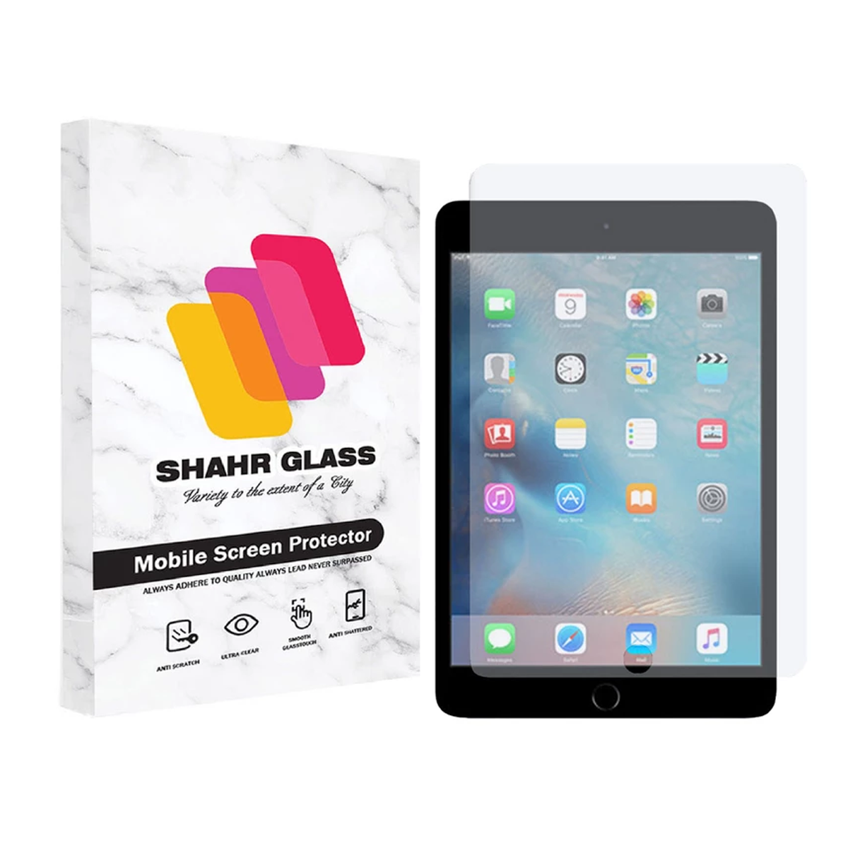 گلس تبلت اپل iPad Mini 4 2015 شهر گلس مدل SMPT1-بی رنگ شفاف