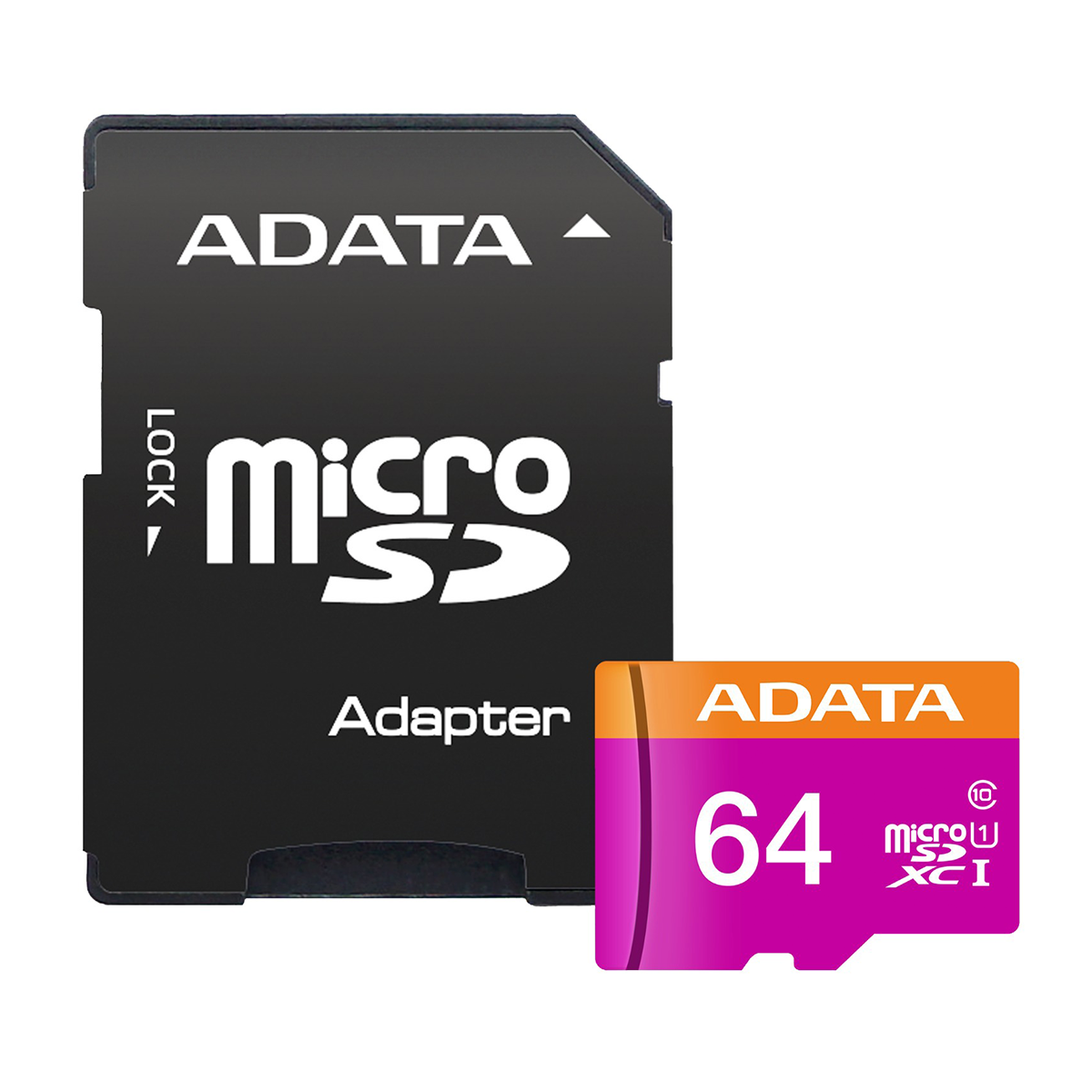 کارت حافظه microSDXC ای دیتا مدل Premier کلاس 10 استاندارد U1 سرعت 80MBps ظرفیت 64 گیگابایت به همراه آداپتور SD-بنفش