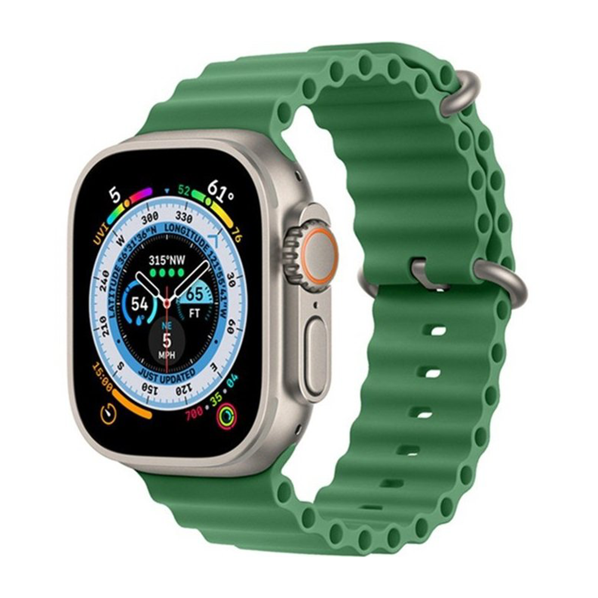 ساعت هوشمند ورنا مدل 01 Ultra Pack به همراه هندزفری بلوتوثی و بند-بدنه تیتانیوم بند سبز