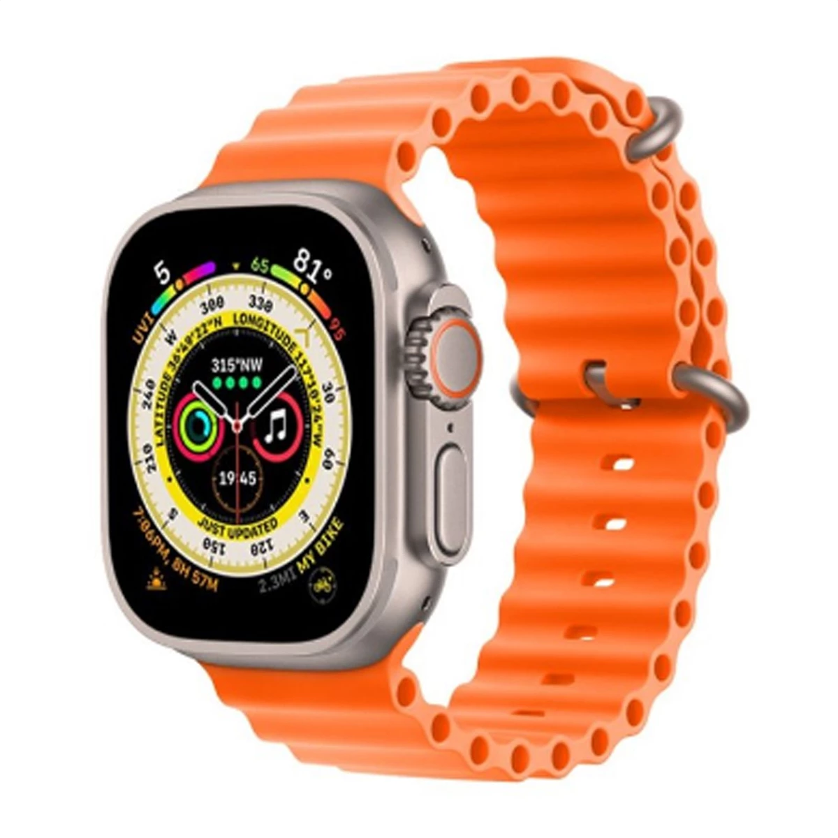 ساعت هوشمند مدل T1000 Ultra-بدنه تیتانیوم بند نارنجی