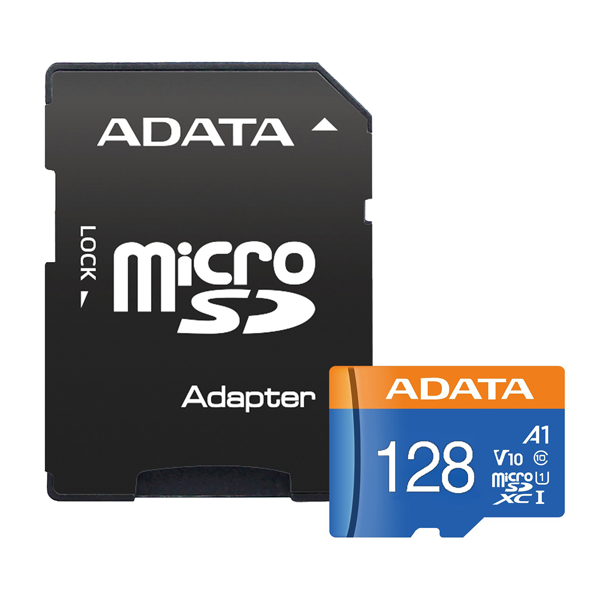 کارت حافظه microSDXC ای دیتا مدل Premier V10 A1 کلاس 10 استاندارد UHS-I سرعت 100MBps ظرفیت 128 گیگابایت به همراه آداپتور-آبی