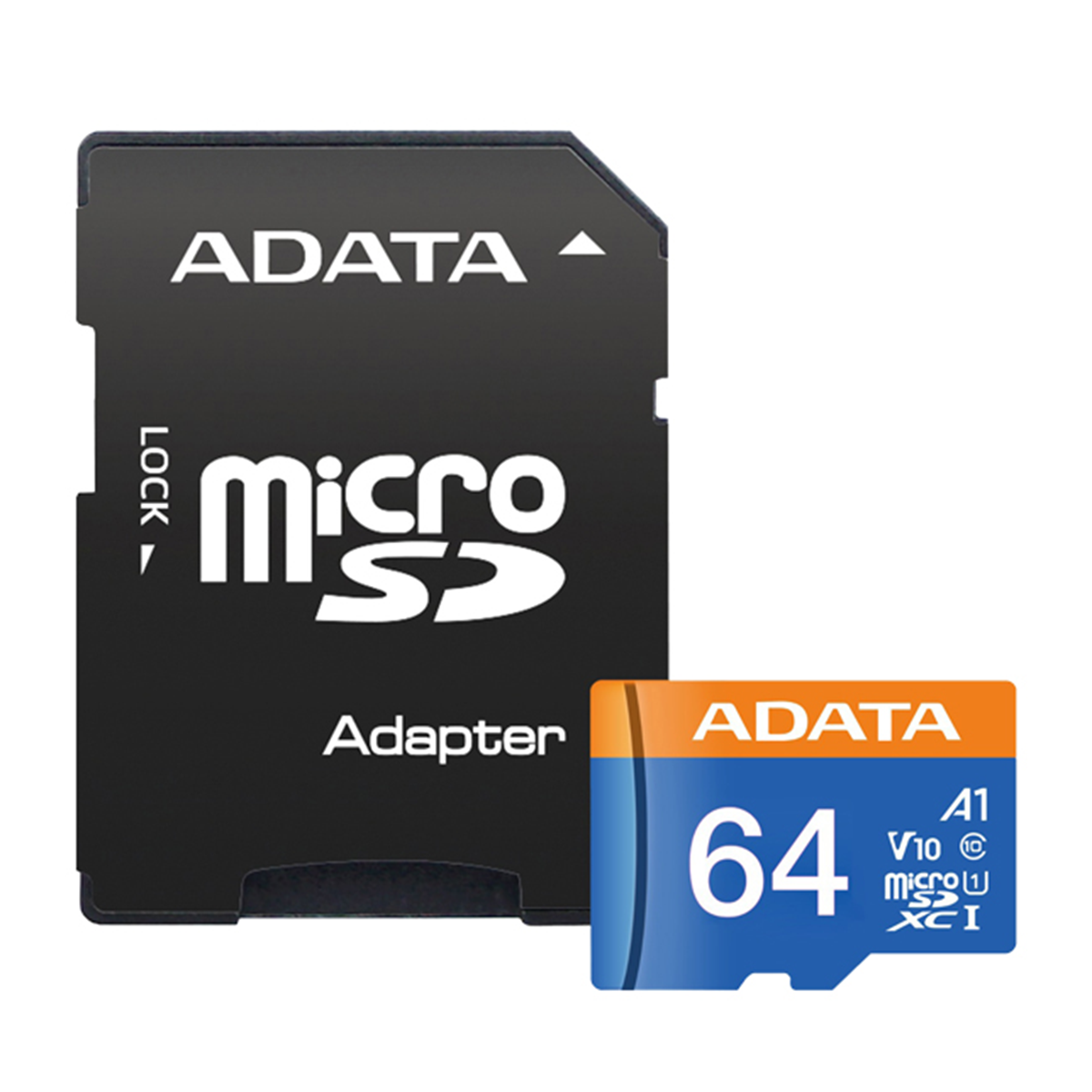کارت حافظه microSDXC ای دیتا مدل Premier V10 A1 کلاس 10 استاندارد UHS-I سرعت 100MBps ظرفیت 64 گیگابایت به همراه آداپتور