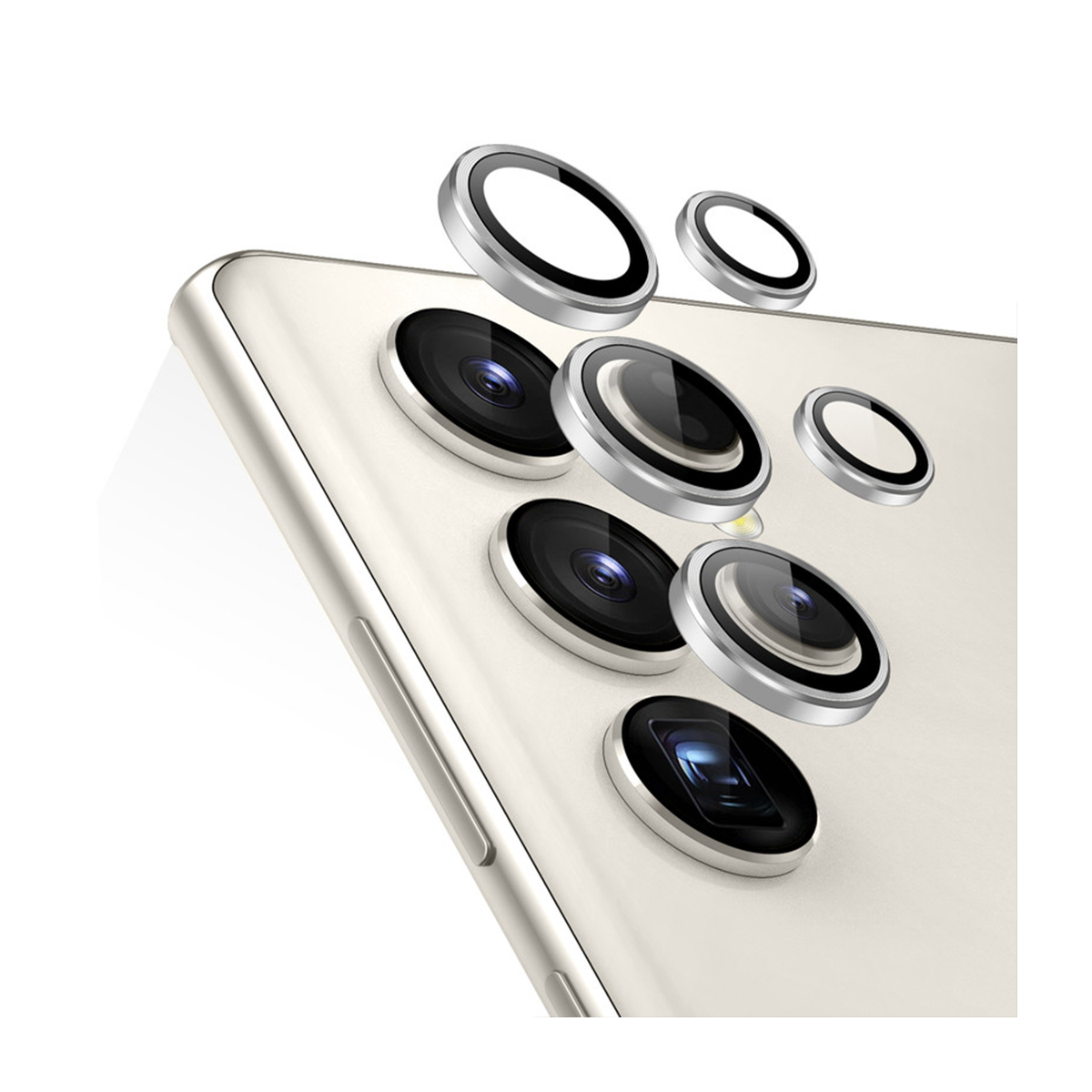 محافظ لنز دوربین مدل رینگی مناسب برای گوشی موبایل S23 Ultra-نقره‌ای