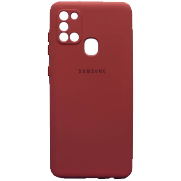 قاب طرح سیلیکونی محافظ لنزدار مناسب برای گوشی سامسونگ Galaxy A21s-قرمز