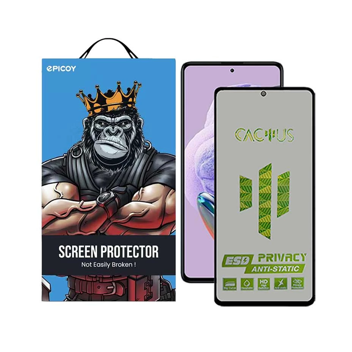 گلس حریم شخصی گوشی شیائومی Redmi Note 12 Pro Plus اپیکوی مدل Cactus-ESD-Privacy