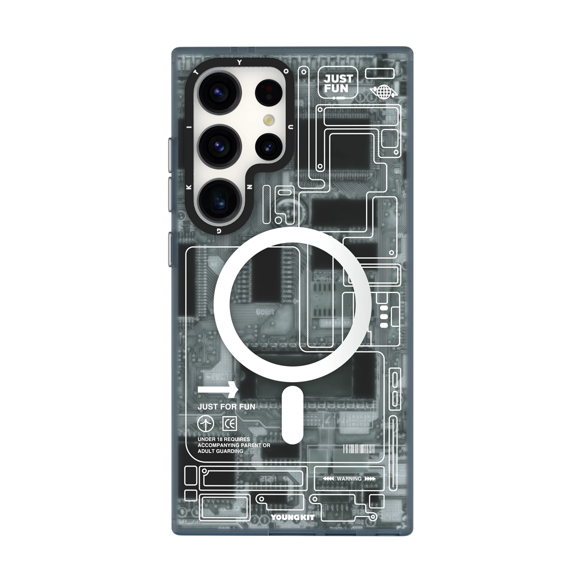 قاب گوشی سامسونگ Galaxy S24 Ultra یانگ کیت مدل Futuristic Circuit Magsafe-خاکستری