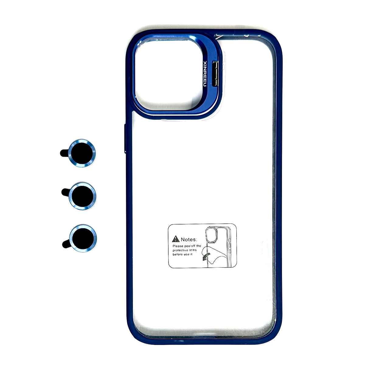 کاور گوشی اپل iPhone 12 مدل XINREEU همراه با محافظ لنز-آبی