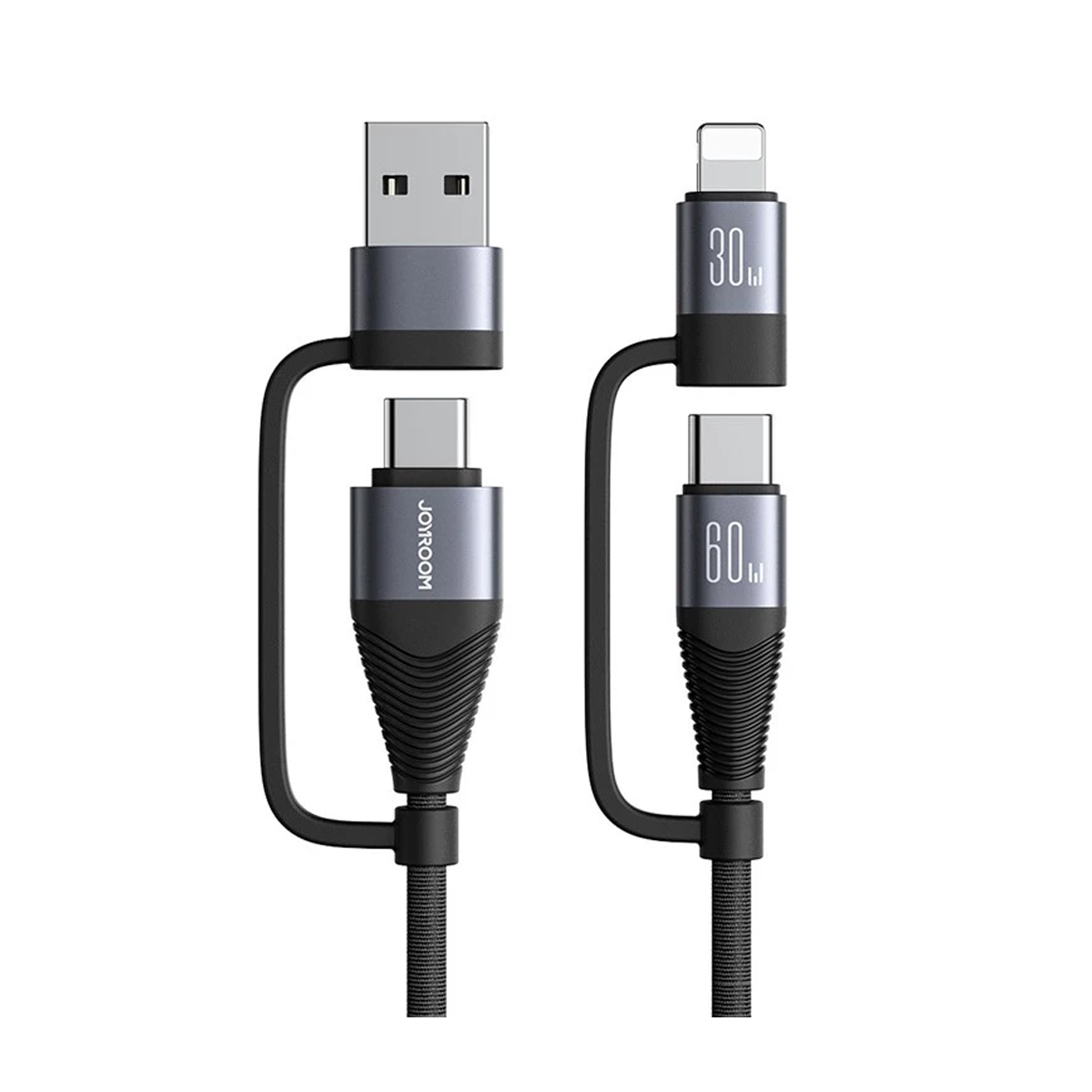  کابل تبدیل USB/USB-C به لایتنینگ/USB-C جوی روم مدل SA37-2T2 طول 1.2 متر-مشکی