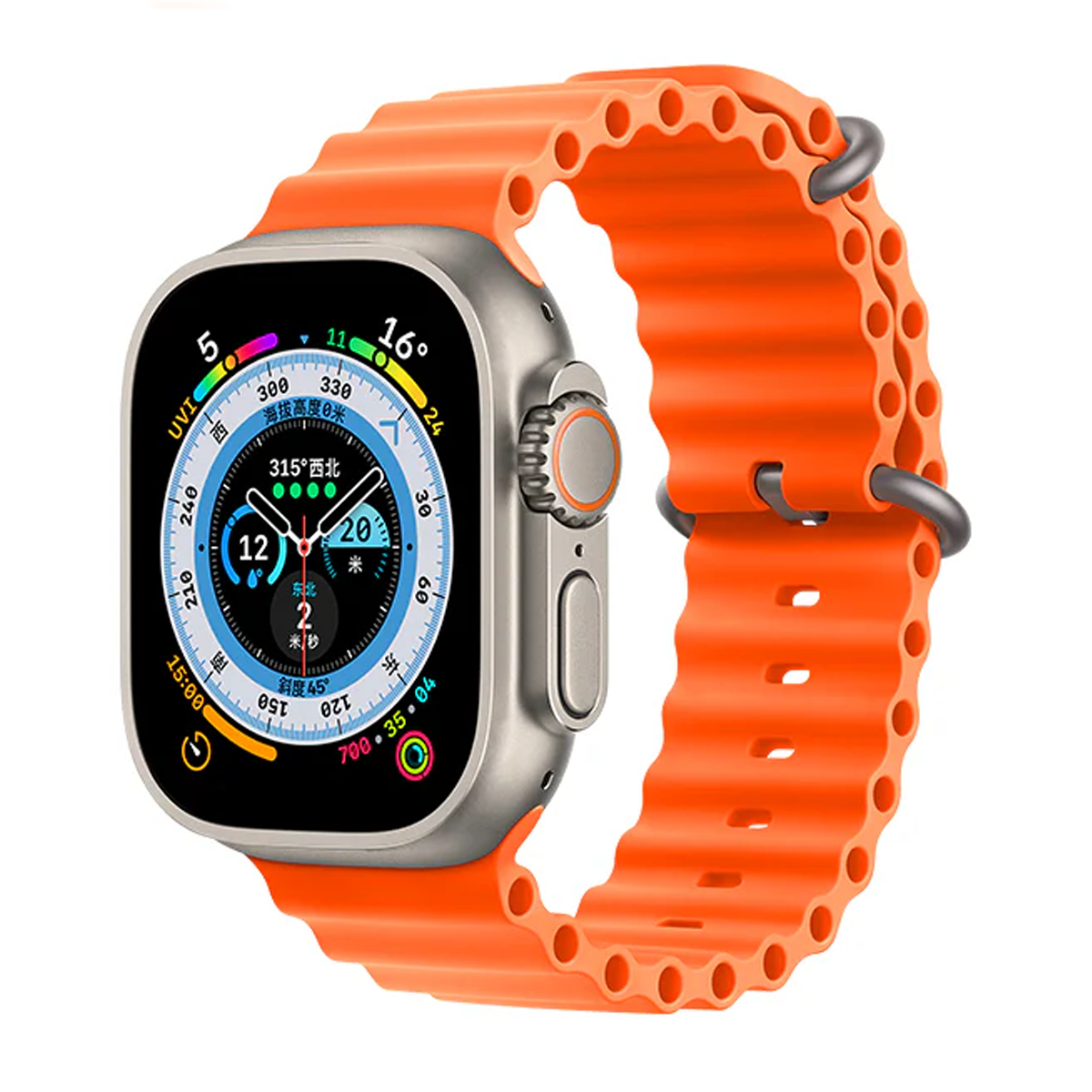 ساعت هوشمند رسی مدل RA21-بدنه تیتانیوم بند نارنجی