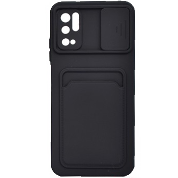 کاور سیلیکونی محافظ لنزدار کشویی مدل جا کارتی دار مناسب برای گوشی موبایل شیائومی  Poco M3