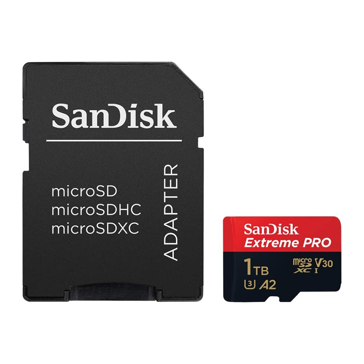 کارت حافظه microSDXC سن دیسک مدل Extreme PRO کلاس A2 استاندارد UHS-I U3 سرعت 200MBs ظرفیت 1 ترابایت به همراه آداپتور-مشکی