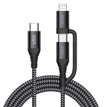  کابل تبدیل USB-C به USB-C/MicroUSB ای اِس آر مدل Braided Nylon طول 1 متر