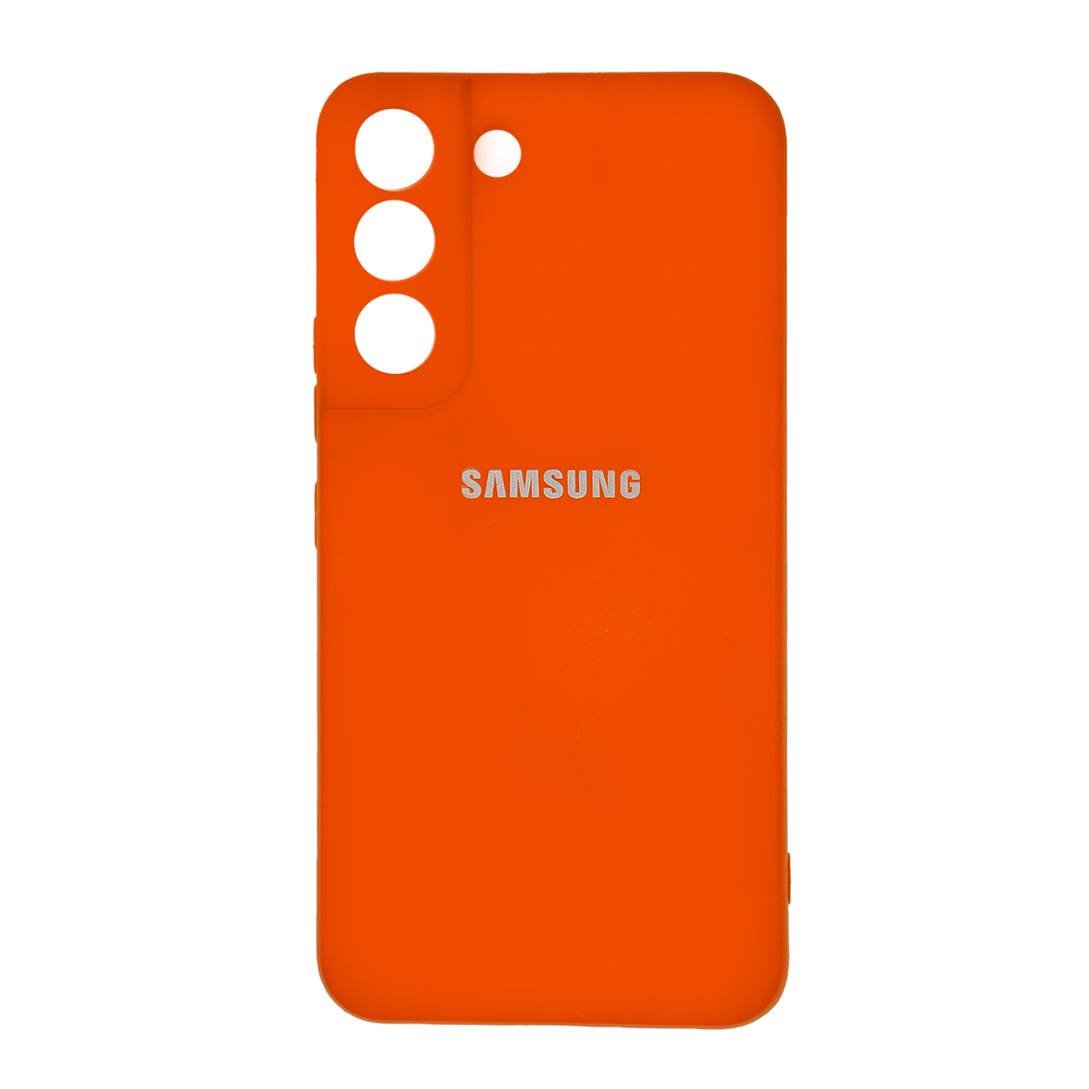 کاور سیلیکونی محافظ لنزدار مناسب برای گوشی موبایل سامسونگ Galaxy S22 5G	-نارنجی