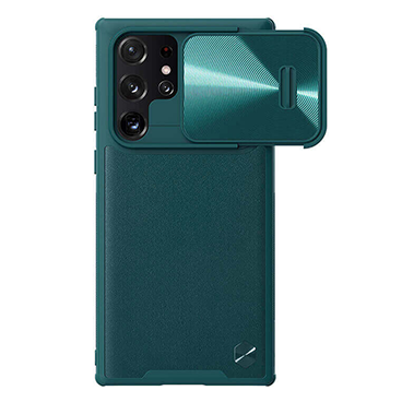  قاب گوشی Galaxy S22 Ultra نیلکین مدل CamShield Leather S-سبز تیره