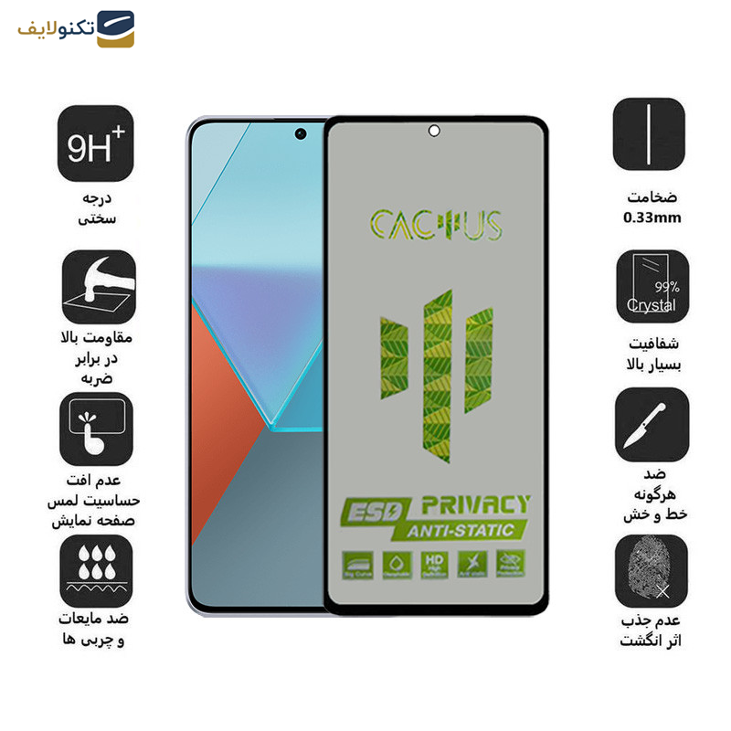 محافظ صفحه نمایش حریم شخصی اپیکوی مدل Cactus-ESD-Privacy مناسب برای گوشی موبایل شیائومی  Redmi Note 13 Pro 4G/5G /Note 13 4G/5G /Note 13R Pro