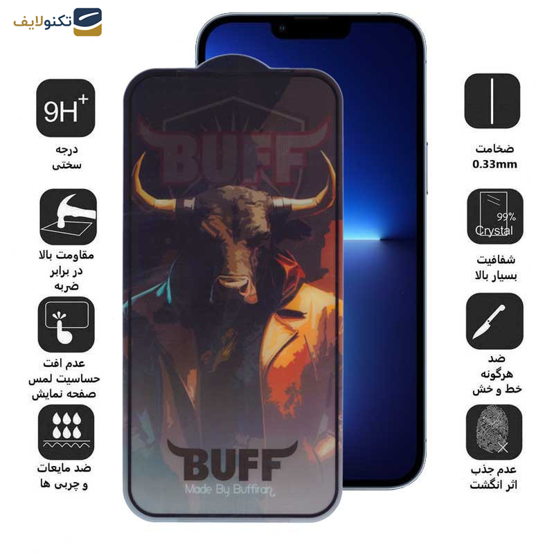 محافظ صفحه نمایش بوف مدل 5D Buffer-G مناسب برای گوشی موبایل اپل iPhone 13 Pro Max / 14 Plus