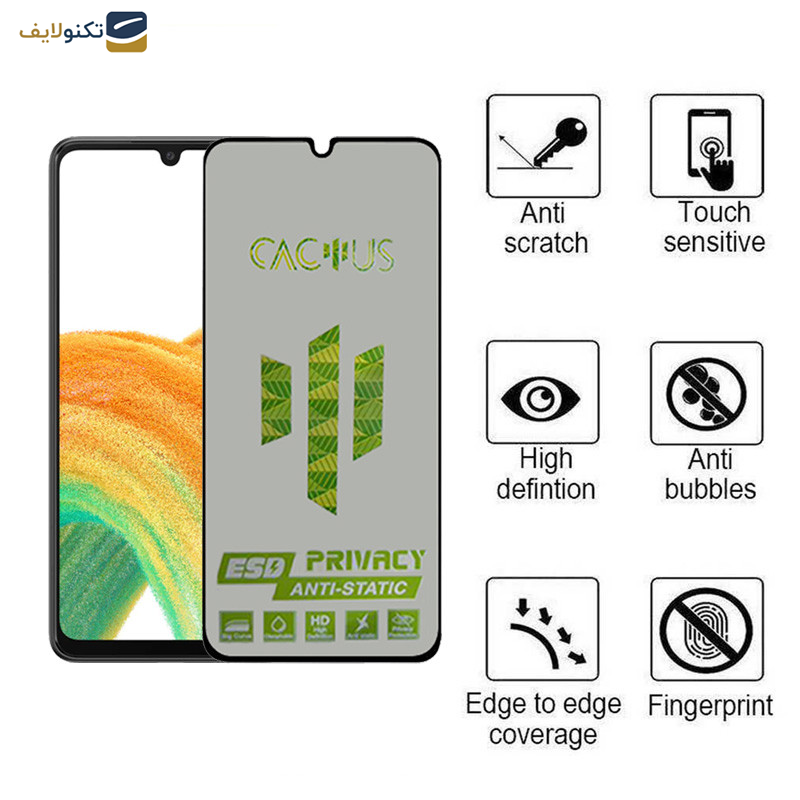 محافظ صفحه نمایش حریم شخصی اپیکوی مدل Cactus-ESD-Privacy مناسب برای گوشی موبایل سامسونگ Galaxy A33 /A32 4G/A31/A30S/A22 4G/A30/A50/A50s/A40s/A20/A12/M32 4G/M30s/F41/F22 