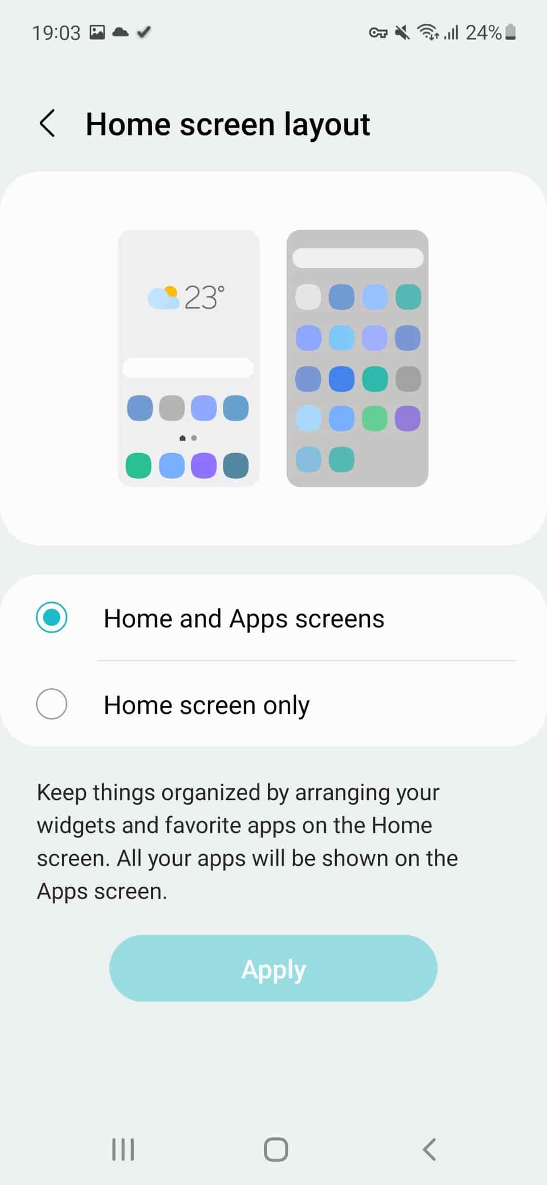 home screen layout