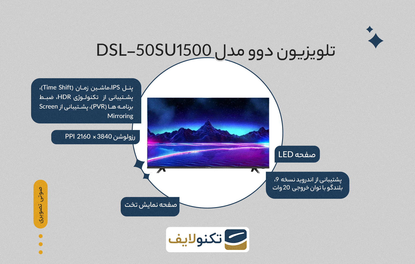 تلویزیون ال ای دی دوو مدل DSL-50SU1500 سایز 50 اینچ
