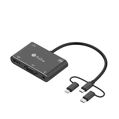 مبدل microUSB/ لایتنینگ/ USB-C به HDMI/VGA/AV پرووان مدل PHU560