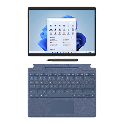 تبلت مایکروسافت مدل Surface Pro 8 i5 ظرفیت 256 گیگابایت رم 8 گیگا‌بایت با کیبورد با کیبورد Signature Ice Blue و قلم Slim Pen 2-small-image
