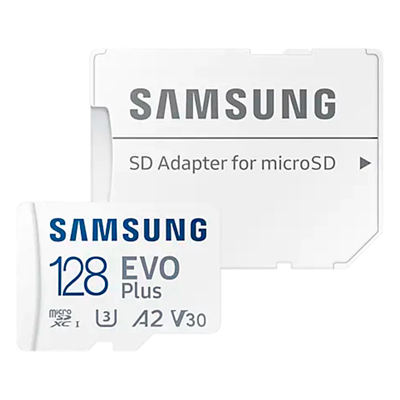 کارت حافظه microSDXC سامسونگ مدل Evo Plus A2 V30 کلاس 10 ظرفیت 128 گیگابایت به همراه آداپتور SD