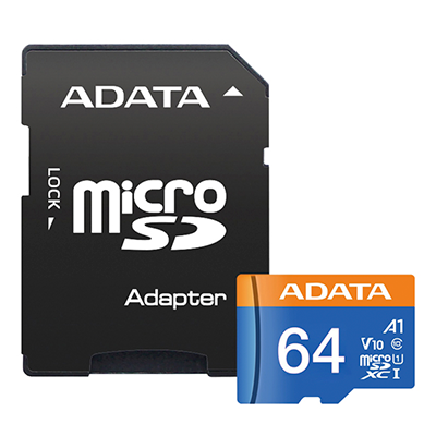 کارت حافظه microSDXC ای دیتا مدل Premier V10 A1 کلاس 10 استاندارد UHS-I سرعت 100MBps ظرفیت 64 گیگابایت به همراه آداپتور