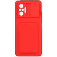 کاور سیلیکونی محافظ لنزدار کشویی مدل جا کارتی دار مناسب برای گوشی موبایل شیائومی Redmi Note 10 4G