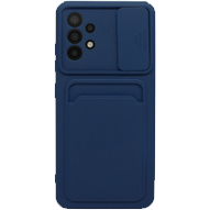 کاور سیلیکونی محافظ لنزدار کشویی مدل جا کارتی دار مناسب برای گوشی موبایل سامسونگ Galaxy A32 4G