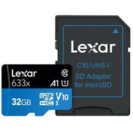 کارت حافظه microSDXC لکسار مدل 633X کلاس 10 استاندارد UHS-I - ظرفیت 32 گیگابایت به همراه آداپتور SD