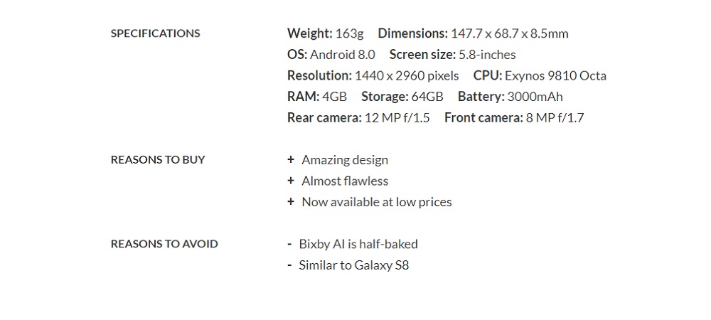 مشخصات گوشی گلکسی S9