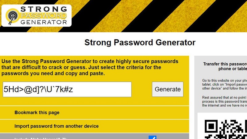 برنامه ساخت پسورد Strong Password Generator 