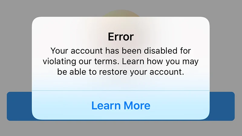 حل مشکل your account has been disabled for violating our terms اینستاگرام