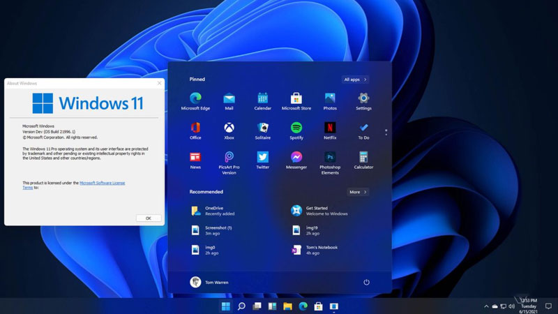 ویندوز 11:تصاویر رابط کاربری، منوی استارت و مشخصات Windows 11