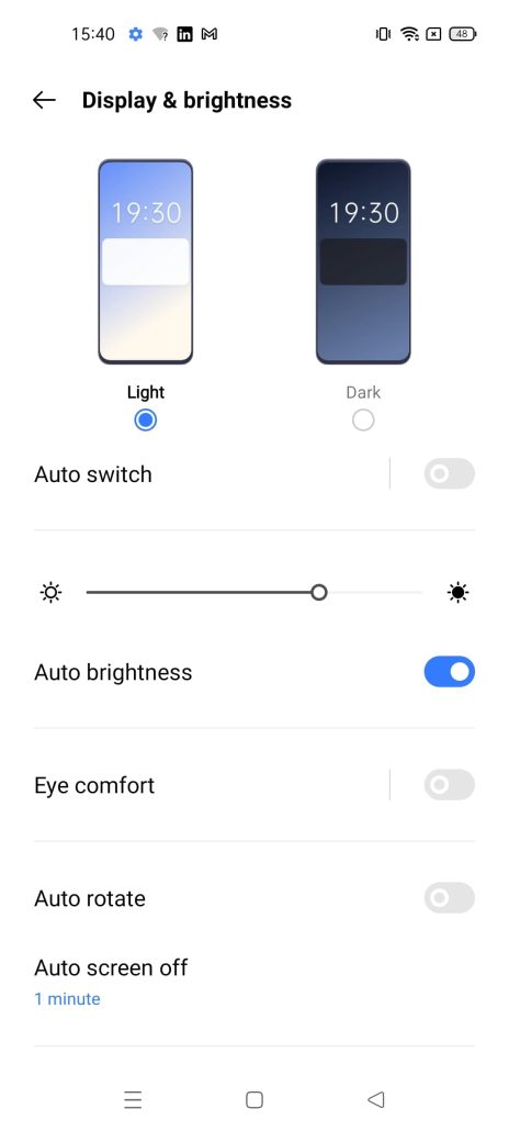 تنظیم نور صفحه در گوشی ریلمی