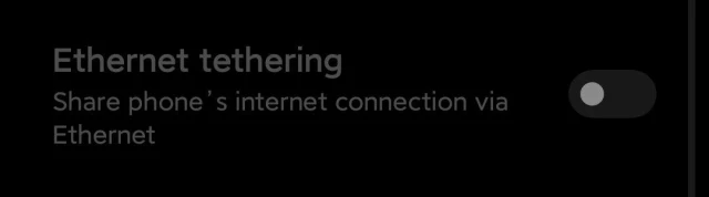 امکان به اشتراک گذاشتن اینترنت با Ehternet در Miui 13.5