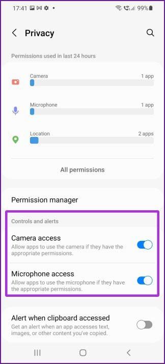 privacy controls and alerts