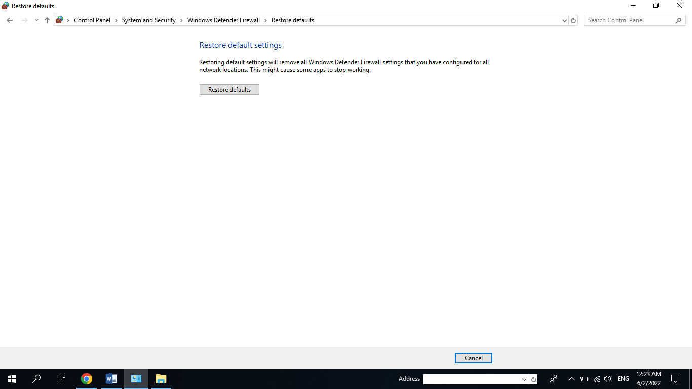 Windows 10 güvenlik duvarı ayarlarını sıfırlayın
