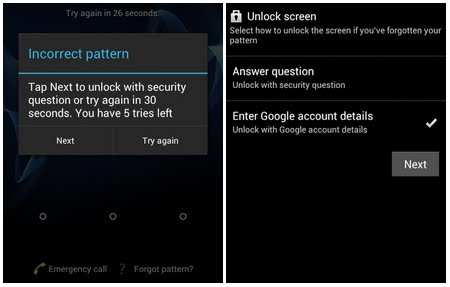 Unlock Android Screen Password with Google Account 1