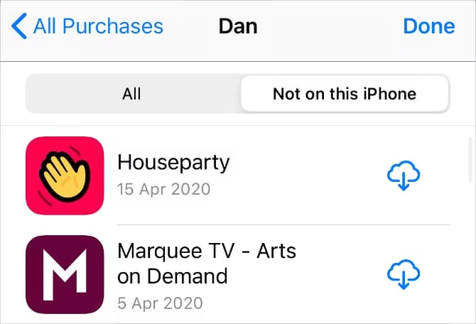 App Store purchases not on this iPhone for download