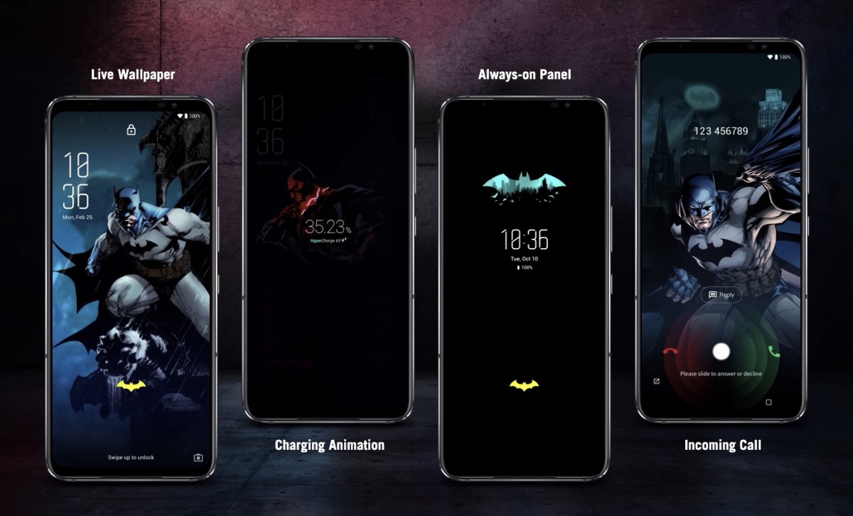 Batman'in Asus Rogue Phone 6 sürümünün dış görünümü ve canlı duvar kağıdı 