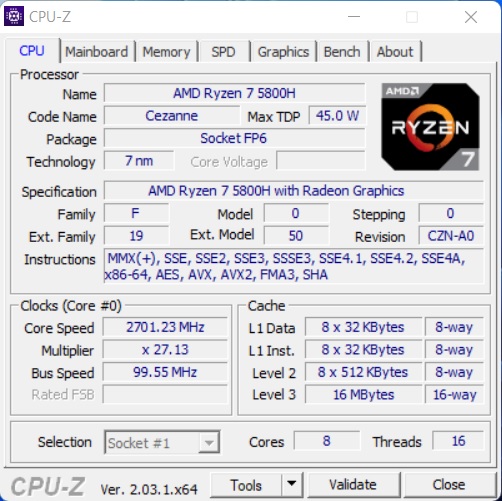 مشخصات CPU لپ تاپ Alpha 15